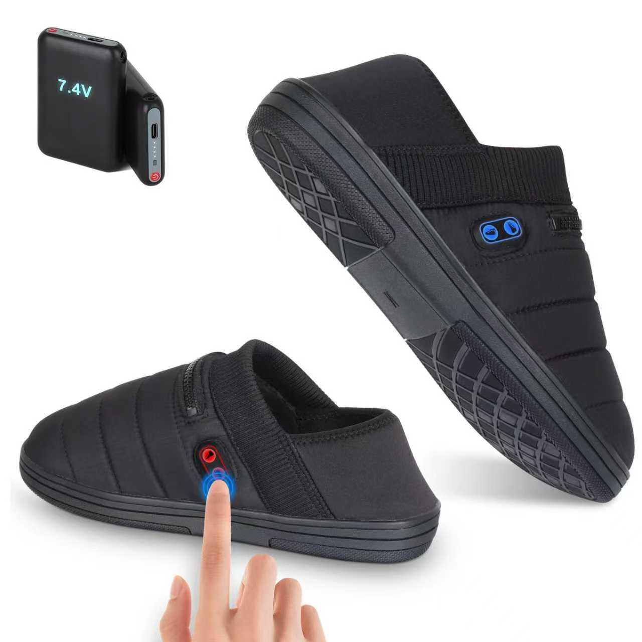 BIAL Heated Slippers, Foot Warmers with 7.4V 23.1Wh Recharagble Battery for Men Women, Electric Heating Slippers for Home Outwork Camping, Winter Shoes for Cold Feet