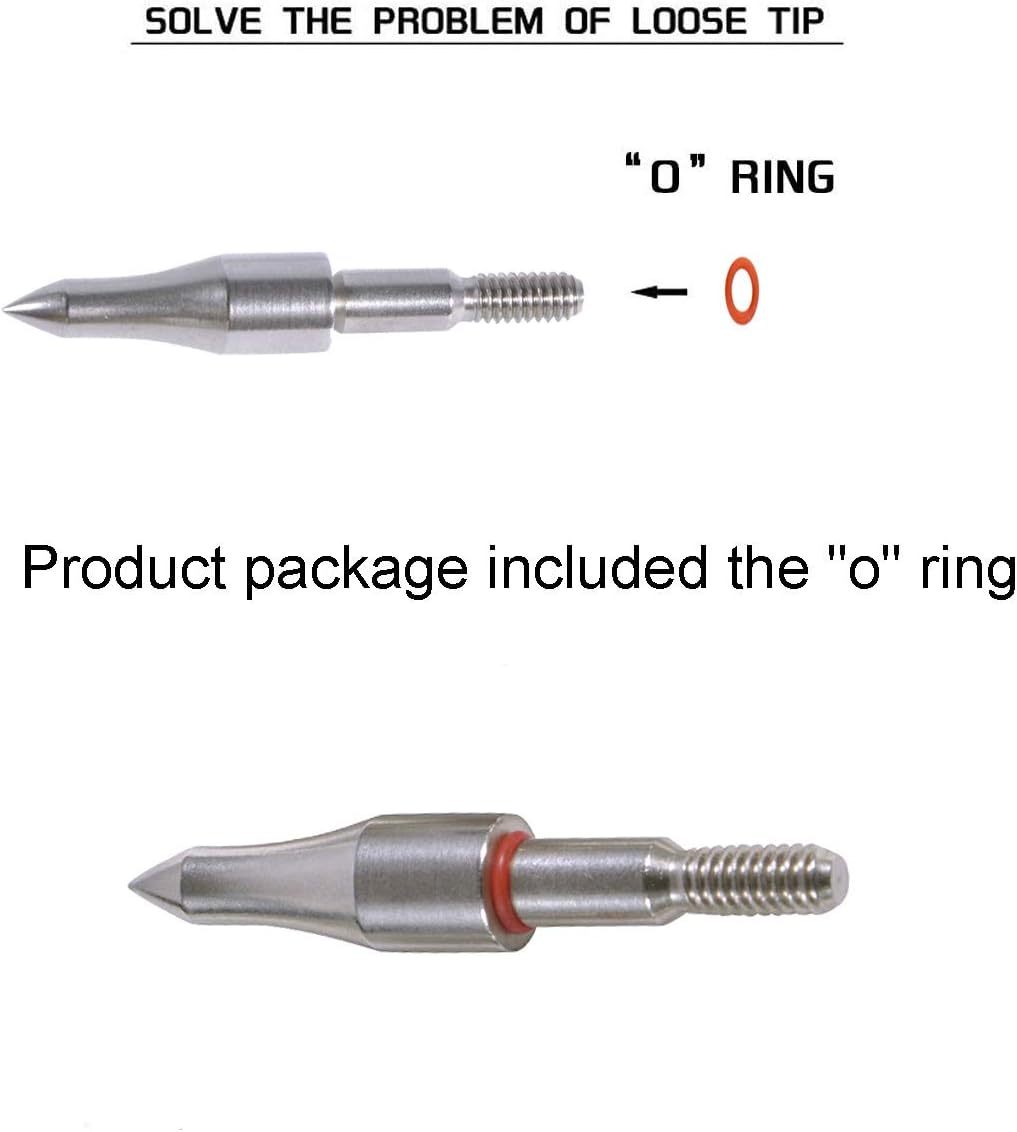 Archery Field Points - 12/24 Pack Stainless Steel Arrow Tips | 5/16" Cutting Diameter, 75-300 Grain for Target Practice & Hunting