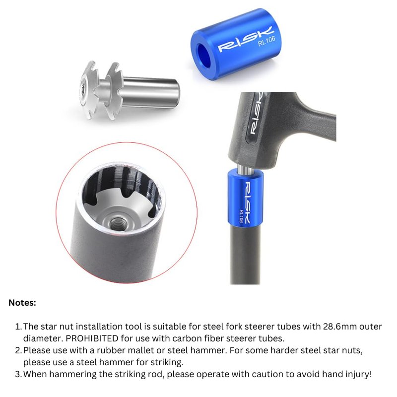COONIUM Professional Bicycle Star Nut Installation & Removal Tool Set - Bike Headset Star Fangled Nut Setting Tool for Steel Fork Steerer Tubes