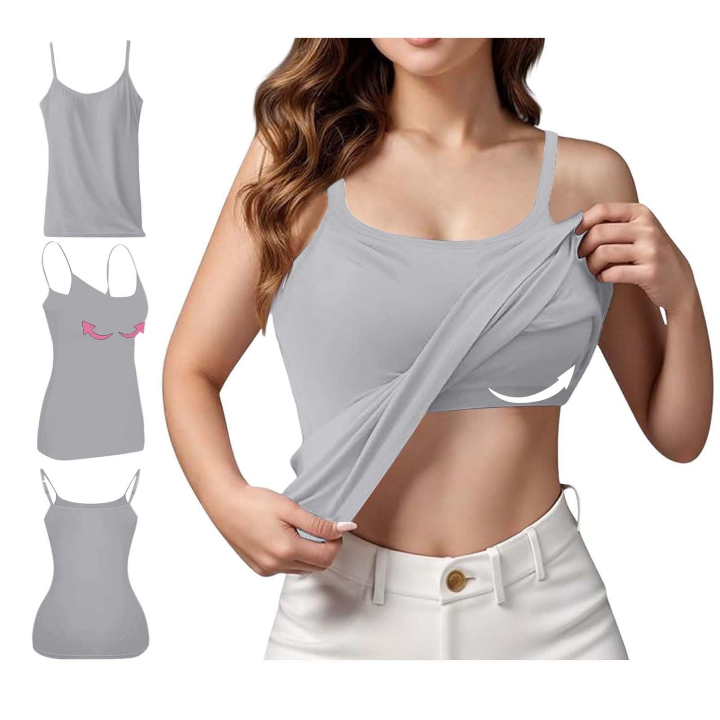 warehouse clearance my orders placed recently by me Tops with Built in Bra for Women Cami Tank Tops for Women 2024 Summer Casual Tank Tops Woman Womens Workout Tank Tops Grey XL