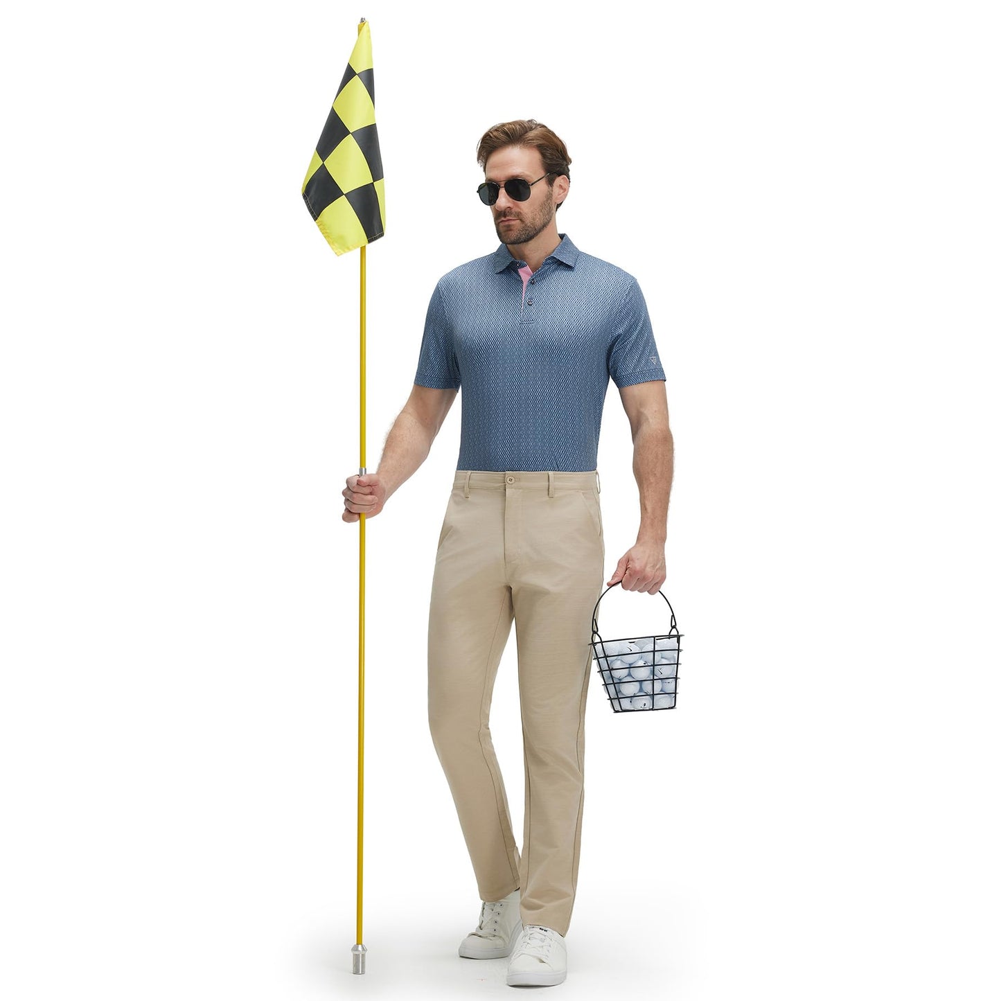 M MAELREG Golf Shirts for Men Dry Fit Print Patterns Performance Moisture Wicking Mens Polo Shirts Short Sleeve