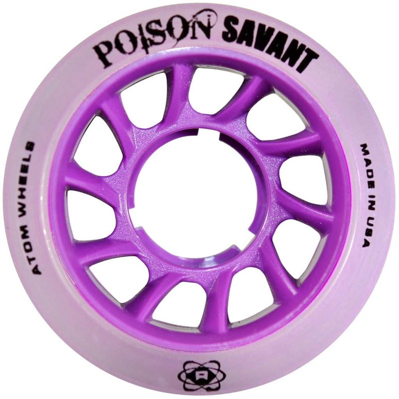 Atom Skates Poison Savant Skate Wheels Purple 2 Packs - 8 Wheels / 59mm x 38mm