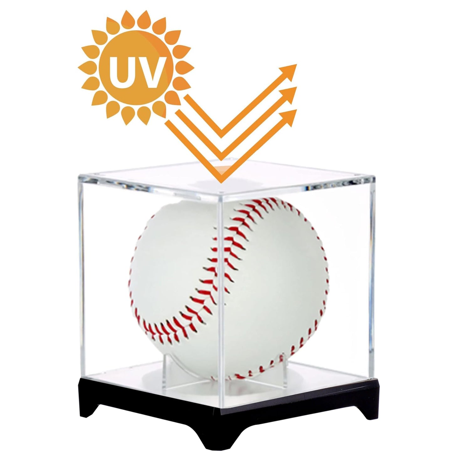 4 Pack（with Base） Baseball Display Case,UV Protected Acrylic Baseball Boxes for Display