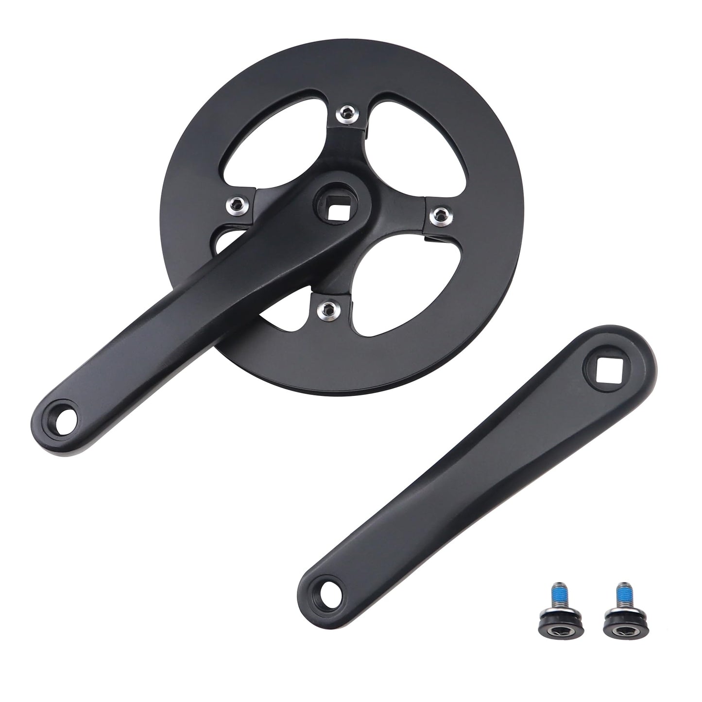 WEEROCK E Bike/Bike Crankset 1 Piece/Single 42T Chainring Crankset with Aluminium Alloy Double Chain Cover 170mm Arm for Single Speed and 6/7/8 Speeds Electric Bike,Bicycles, Folding Bicycle