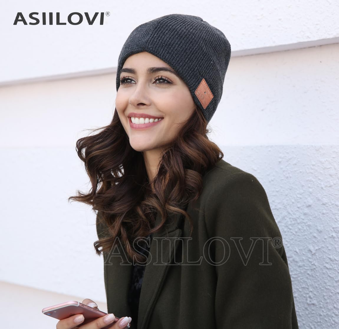 ASIILOVI Bluetooth Beanie, Double-Layer Wool Lining Bluetooth Hat Beanie for Men/Women/Teens/Family, 20hrs Playing, Gift Packaging for Christmas Stocking Stuffers Thanksgiving (001-Charcoal)