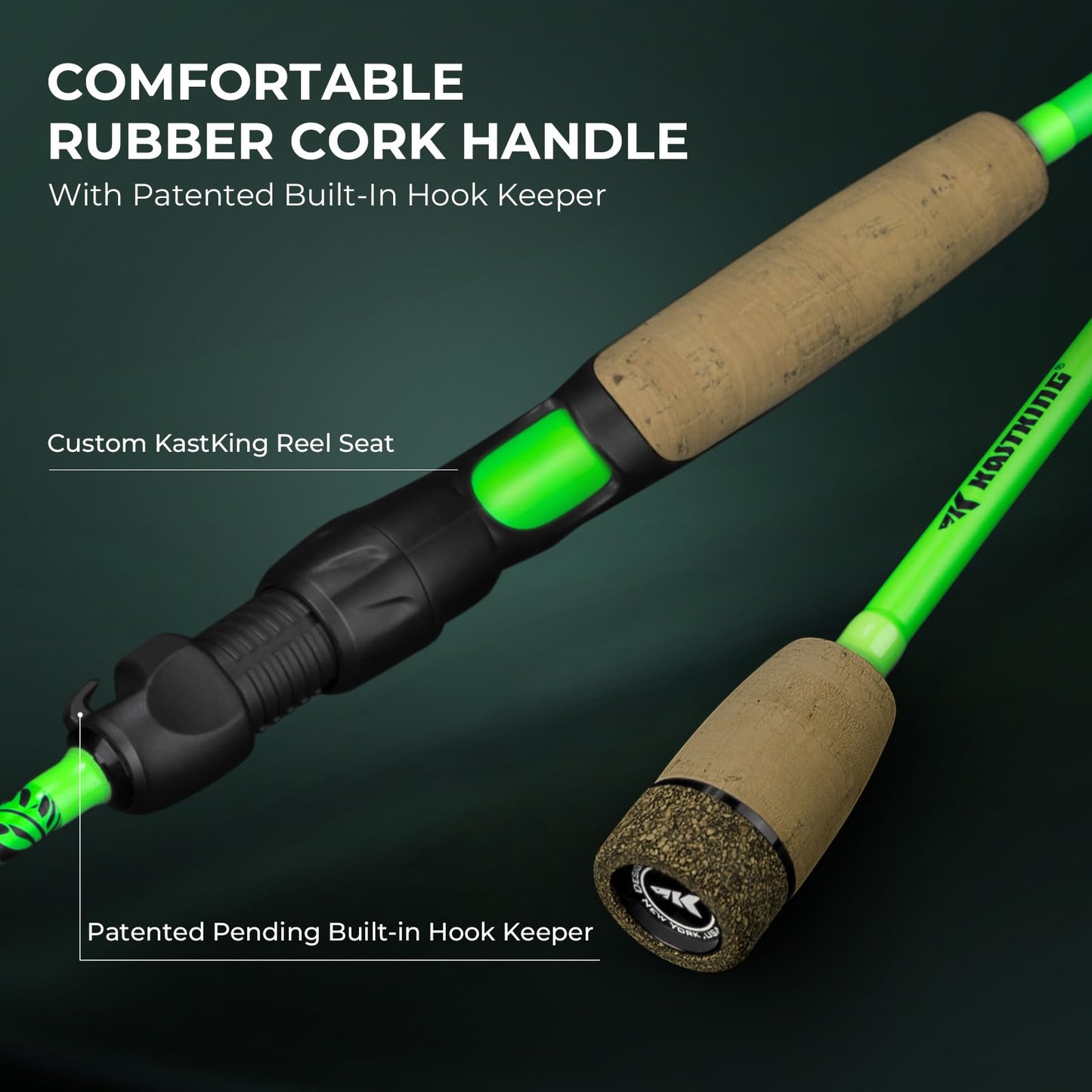 KastKing Zephyr Dual-tip Spinning Combo, 1000 Reel, 5'0" UL&L Rod, Green