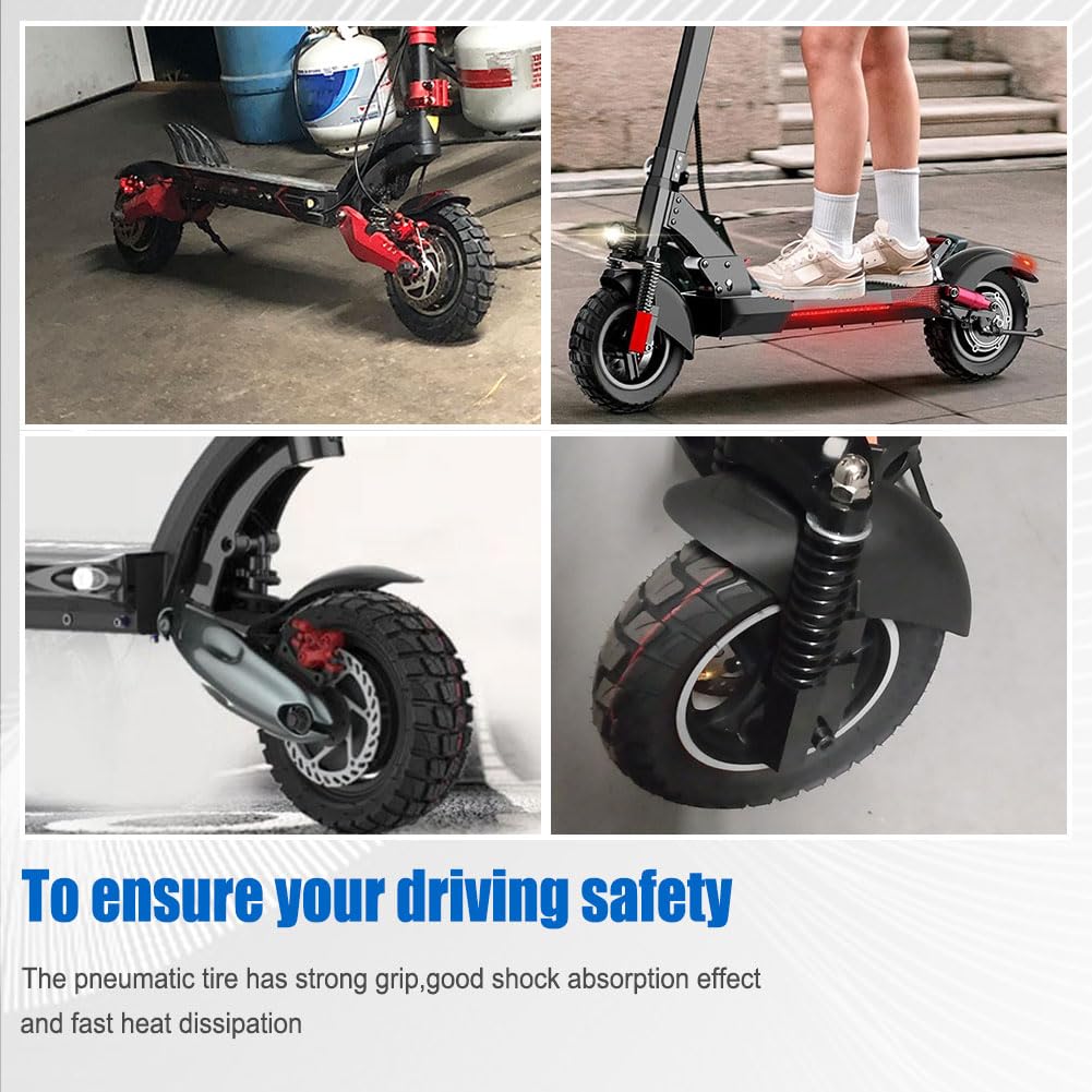 255x80 Scooter Tire with Hub 10 Inch Off Road Tyre Electric Scooter Tire with Inner Tube Non Slip Thickened Pneumatic Rubber Tyres Replacement for 80/65-6 10x3.0 Electric Balance Scooter