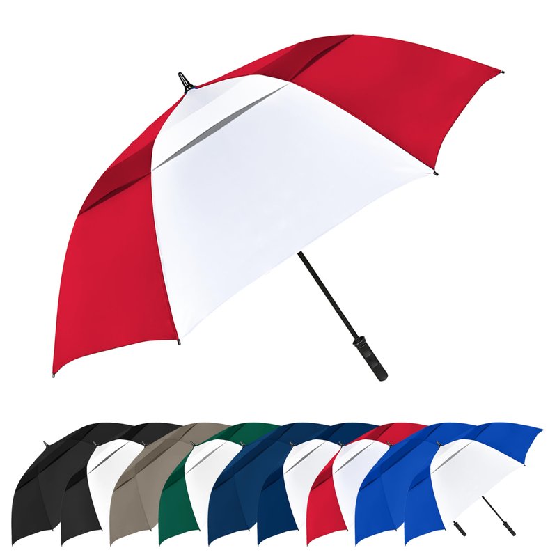 The Vented Tornado 64" Large Oversize Windproof Automatic Open Golf Umbrella, Heavy Duty Thick Fiberglass Ribs Waterproof Wind Vent Portable 2 Person Golf Umbrella for Men and Women - Black