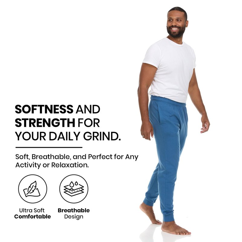 Essential Elements 3 Pack: Men's 100% Cotton Jogger Active Lounge Sweatpants with Pockets