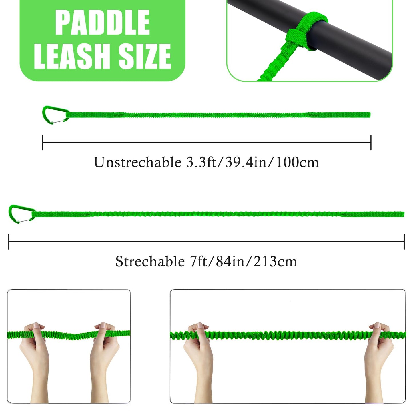 NVAAV 1/2/4 Pack Kayak Paddle Board Tether Leash Stretchable Strap Lanyard Rope, 3.3-7 Feet with Carabiner for SUP Kayaking Boating Canoeing Fishing Pole Rod or Other Gear