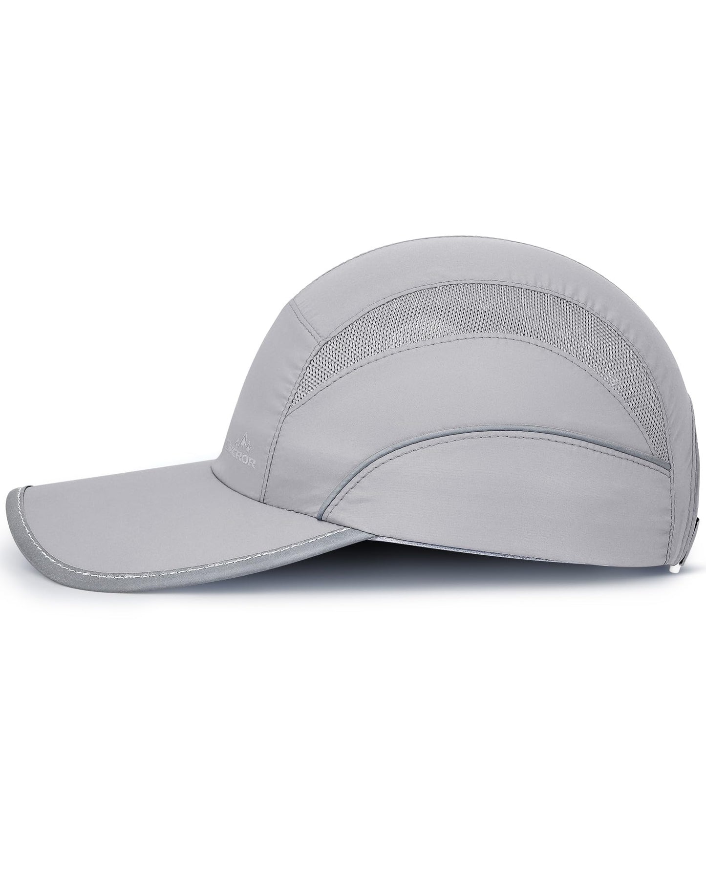 GXCROR Quick-Dry Running Hat for Men & Women - UPF 50+ Breathable Mesh, Reflective Sports Cap for Outdoor, Hiking Light Gray