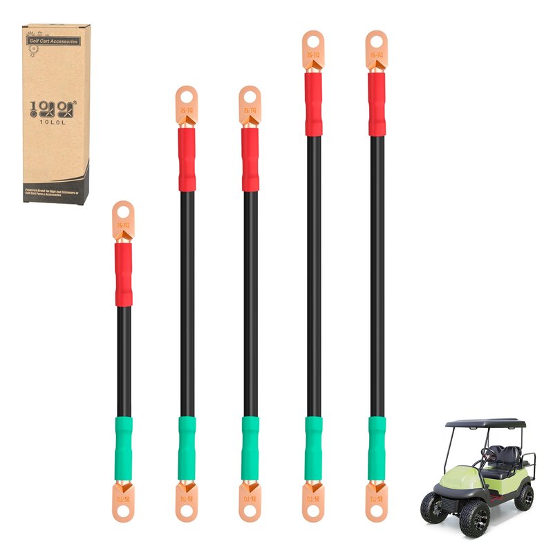 10L0L Golf Cart Battery Cables 48V for Club Car Precedent 2008-Up, 4 Gauge Pure Copper, 5-Piece Wire Set