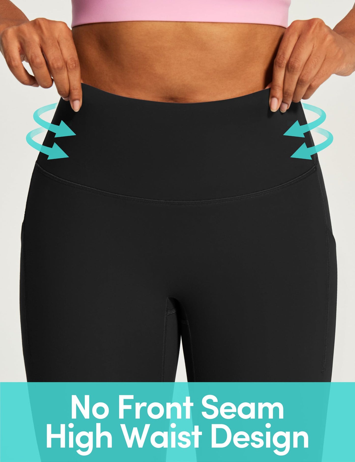 IUGA Capri Leggings for Women with Pockets Women's High Waisted Knee Length Capris Compression Yoga Pants Workout Leggings Black