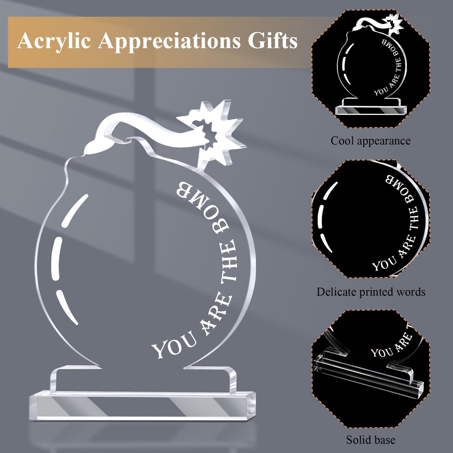 Bucherry 10 Pcs Employee Appreciation Awards for Coworker Acrylic Thank You Trophy May You Be Proud of The Work You Do Sign Prizes for Adults Retirement Goodbye Farewell Gift for Women Men (Cute)