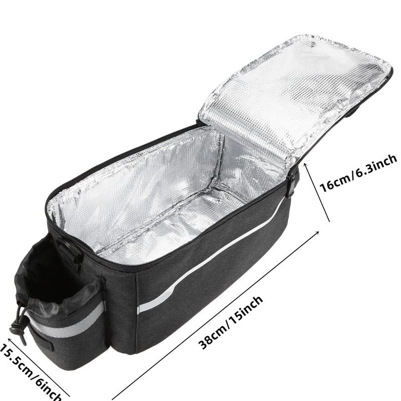 ZIMFANQI Bike Rear Rack Bag 10L Insulated Bike Trunk Cooler Bag Reflective Bicycle Rear Seat Cargo Bag Water Resistant Bike Panniers Bag Cycling Luggage Bag Shoulder Bag with Silicone Phone Holder
