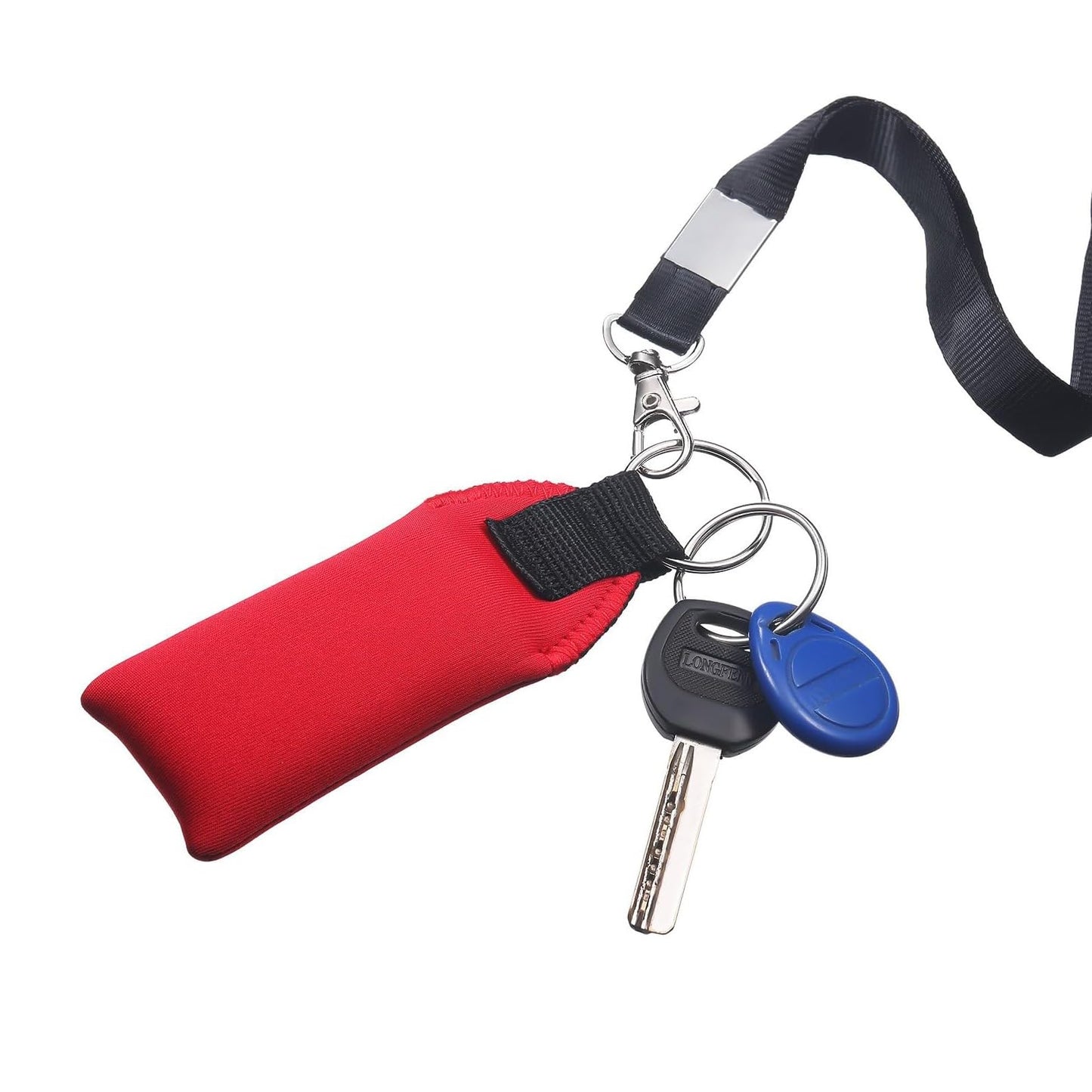 TecUnite Floating Neoprene Boat Keychain, 3 Pack Key Chain and Lanyard, Floatable Foam Key Fob for Water Sports (Red, Yellow, Blue, Black,4.2 Inch)