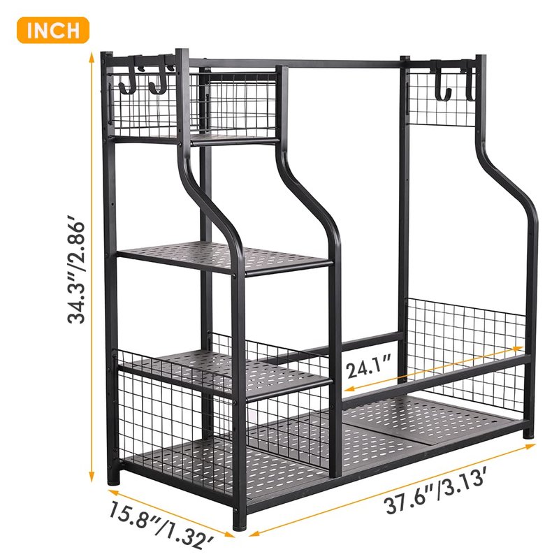 SNAIL Extra Large Golf Bag Rack Stand Holder - Fits 2 Bags & Accessories, Metal Black Garage Storage
