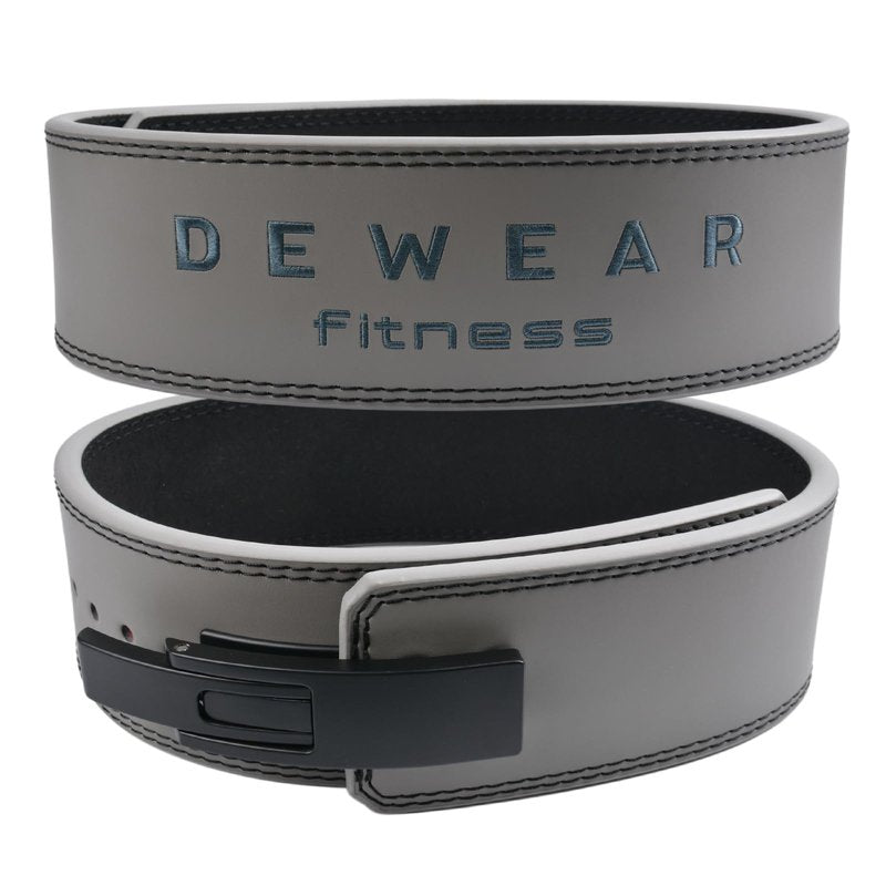 Genuine Leather Weight Lifting Belt with Lever Buckle, 10mm Thick 4" Leather Lumbar Back Support, Gym Belts Ideal for Training, Weightlifting, Bodybuilding, Squats and Deadlifts (Dark Gray, XL ( 44"-49"))