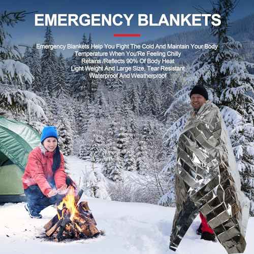 9 Pack Emergency Blankets, Outdoor Survival Emergency Insulated Gear, Mylar Thermal Space Insulated Blanket, Perfect for Camping, Hiking, Running, Marathon, Wilderness Rescue or First Aid