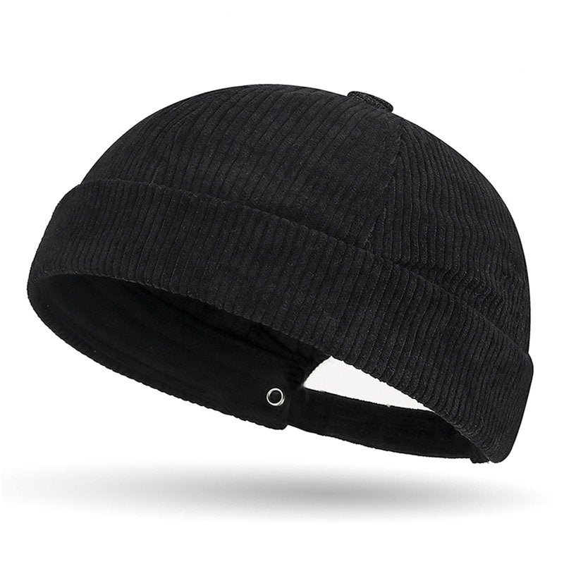 Corduroy Brimless Hat for Men Women Solid Rolled Cuff Docker Cap Harbour Beanie Hats Landlord Hat Sailor Cap K274