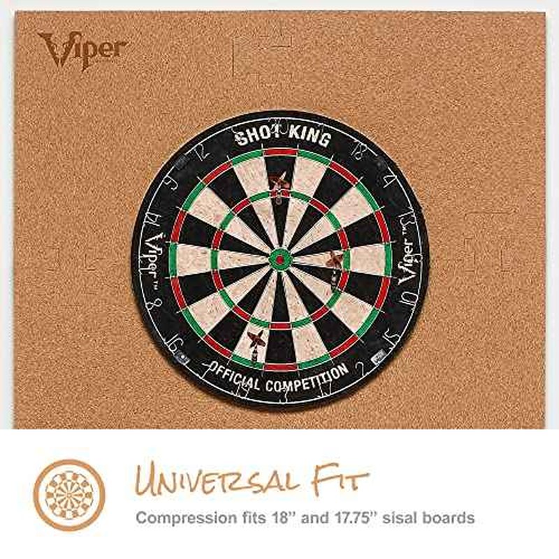 Viper Defender II Cork-Lined Dartboard Surround Reversable Wall Protector, Fits 17.75" and 18" Bristle Dartboards, Compression-Fit Tool-Free Easy Mounting, Tan, Square, 28.25" L x 28.25" W x 1" Thick