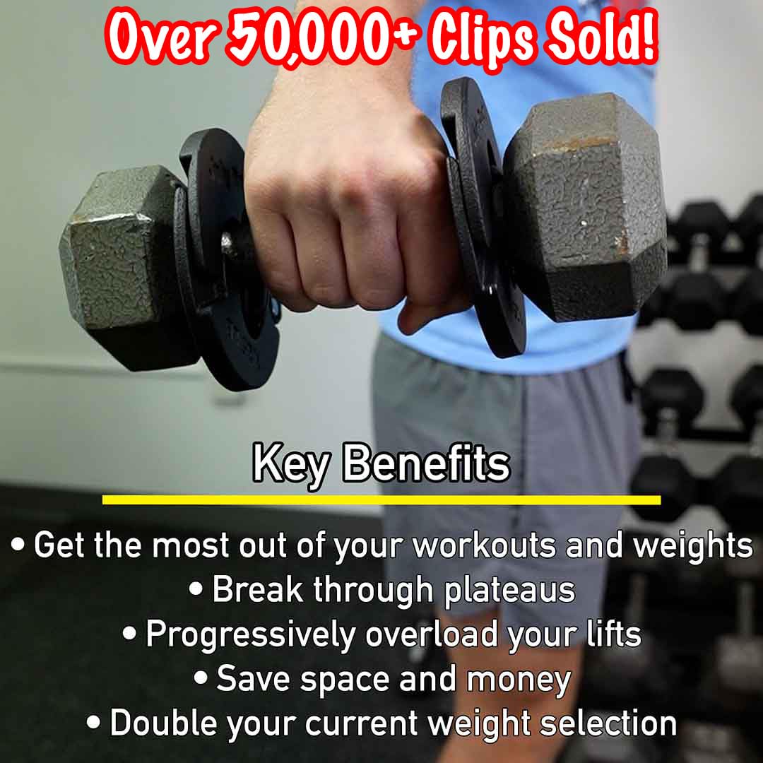 July Body 1.25 Pound Weight Clips – Adds 2.5 Total Pounds - For Dumbbells, Kettlebells, and Barbells - 1.25 Weight - Dumbbell Add Weight - Dumbbell Weight Clips - Weight Clip - Fractional Weight Plates (4 Clip Pack)