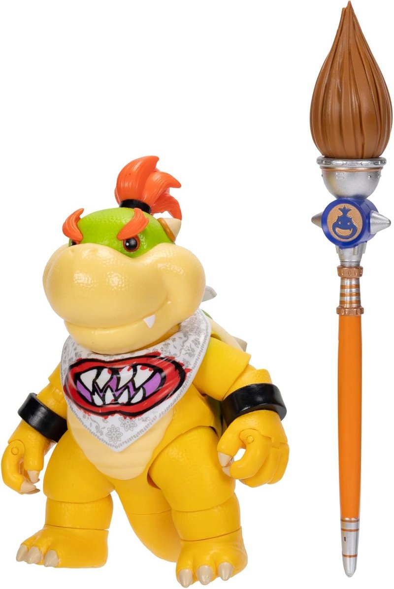 Super Mario Galaxy Action Figure - Bowser Jr. with Paint Brush Accessory | 5” Premium Detailing & 17 Points of Articulation