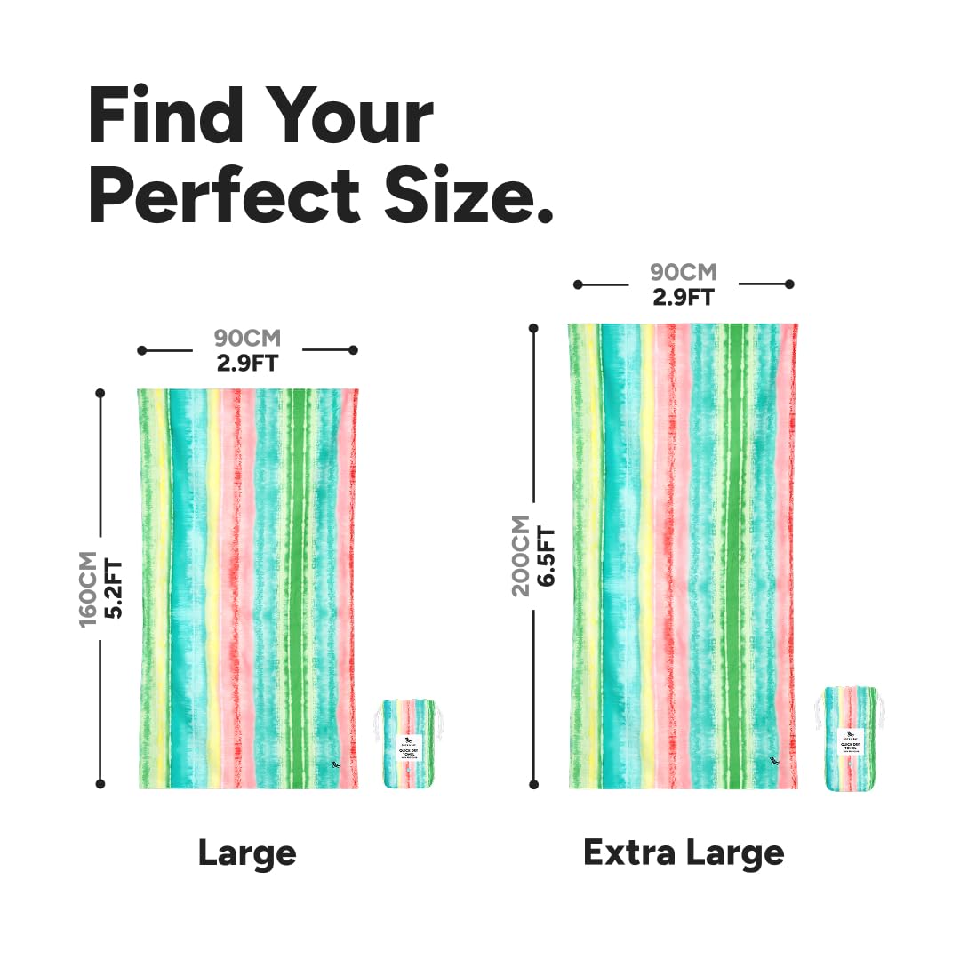 Dock & Bay Beach Towel - Quick Dry, Sand Free - Compact, Lightweight - 100% Recycled - Includes Bag - Watermelon Sugar - Extra Large (200x90cm, 78x35)
