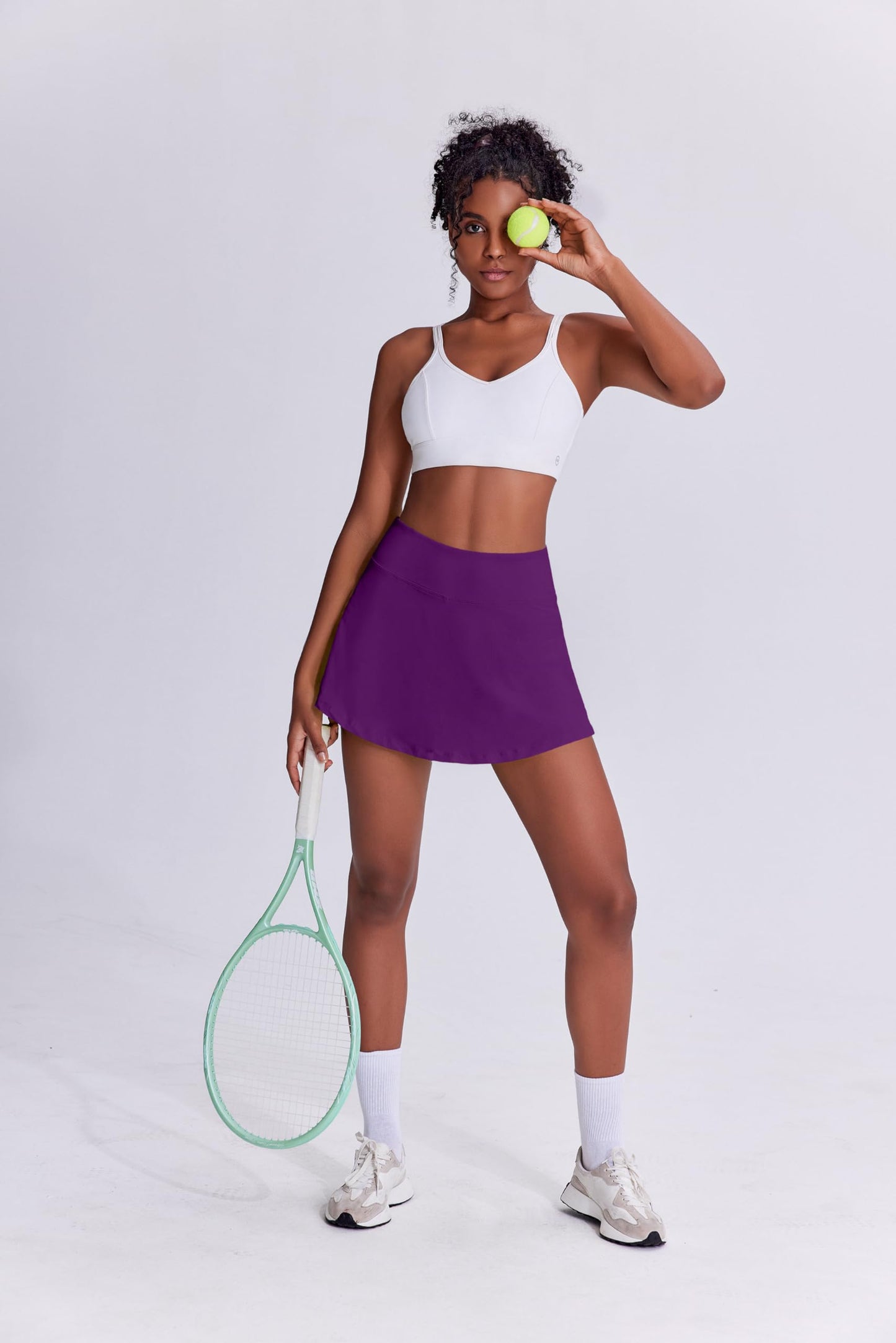 PINSPARK Tennis Skirt for Women Pleated Skirt with Shorts Lightweight Athletic Skort Golf Outfits High Waisted,Purple X-Small