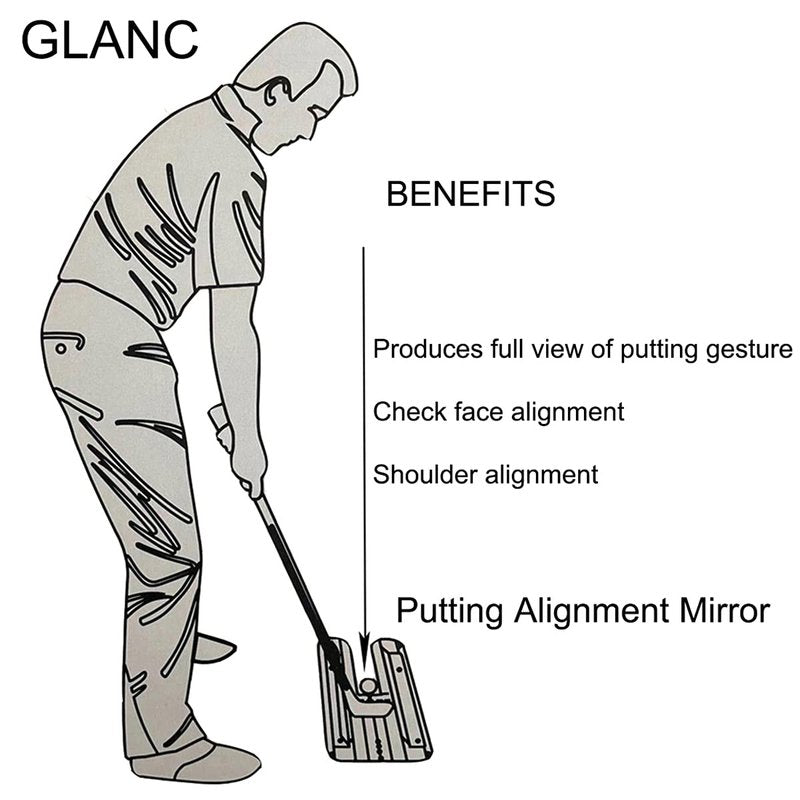 GLANC Golf Putting Alignment Mirror (12” x 6”), Putting Training Aids with Premium Carry Bags for Indoor & Outdoor Use - Golf Trainer Putting Practice Mirror for Improving Technique Accuracy Posture