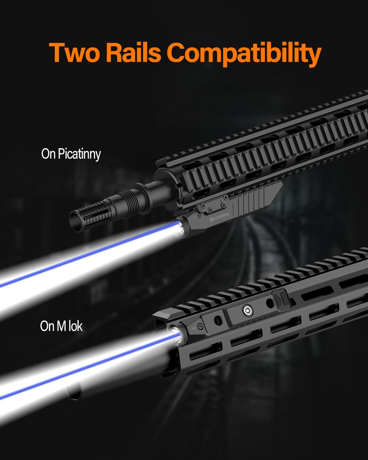 TOUGHSOUL Mlok Picatinny Tactical Flashlight with Blue Laser Sight Combo