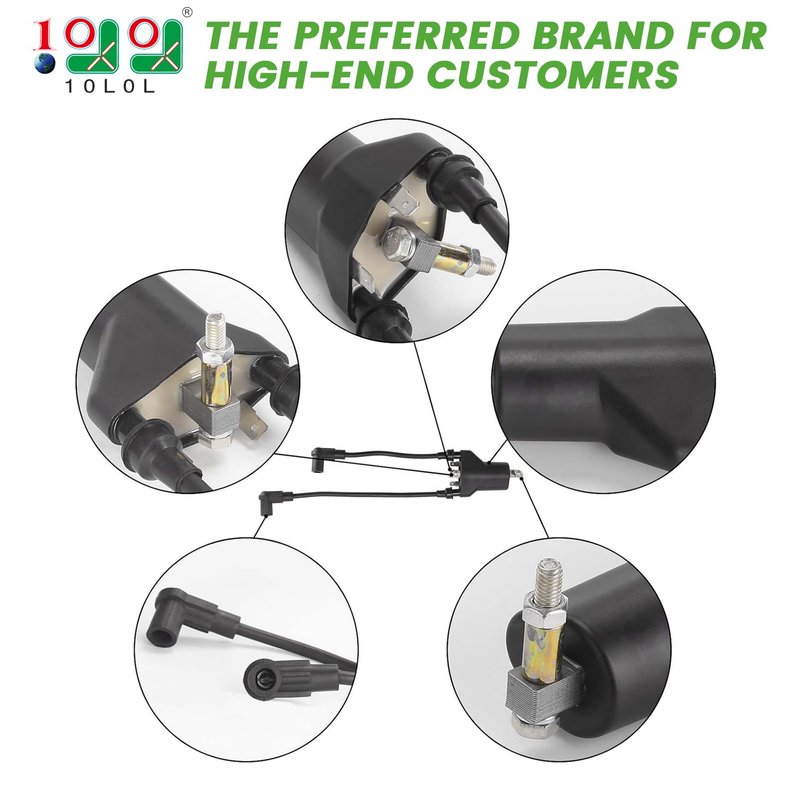 10L0L Golf Cart EZGO Dual Ignition Coil with Spark Plugs for EZGO 4-Cycle 1991-2002 Pre-MCI Engine/Robin 295CC Robin 350CC Gas Models, OEM 26652G01,EPIGC103