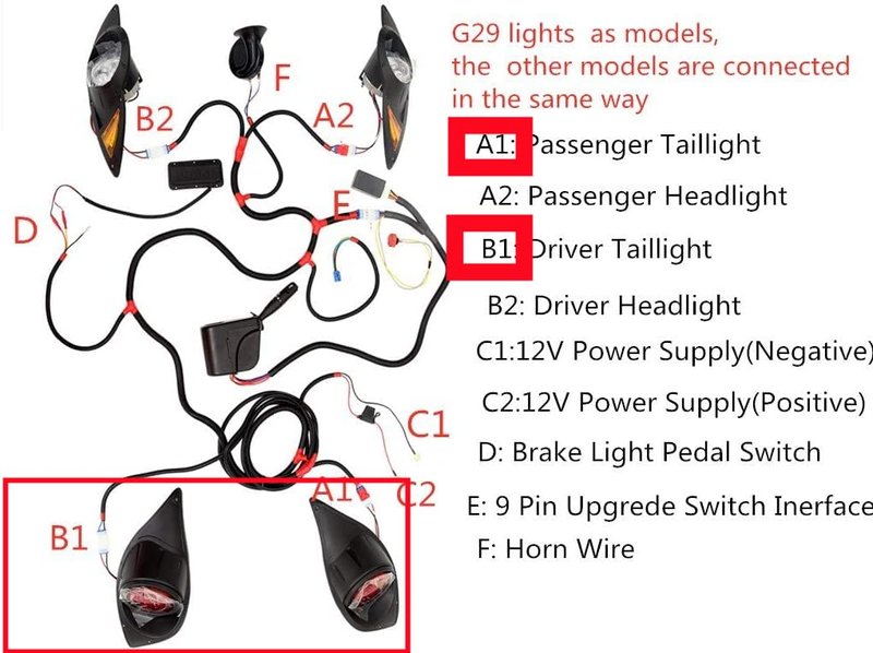 Dr.Acces Golf Cart light Compatible Yamaha LED Taillights only(One pair Fits Yamaha G29 Drive 2007-2016