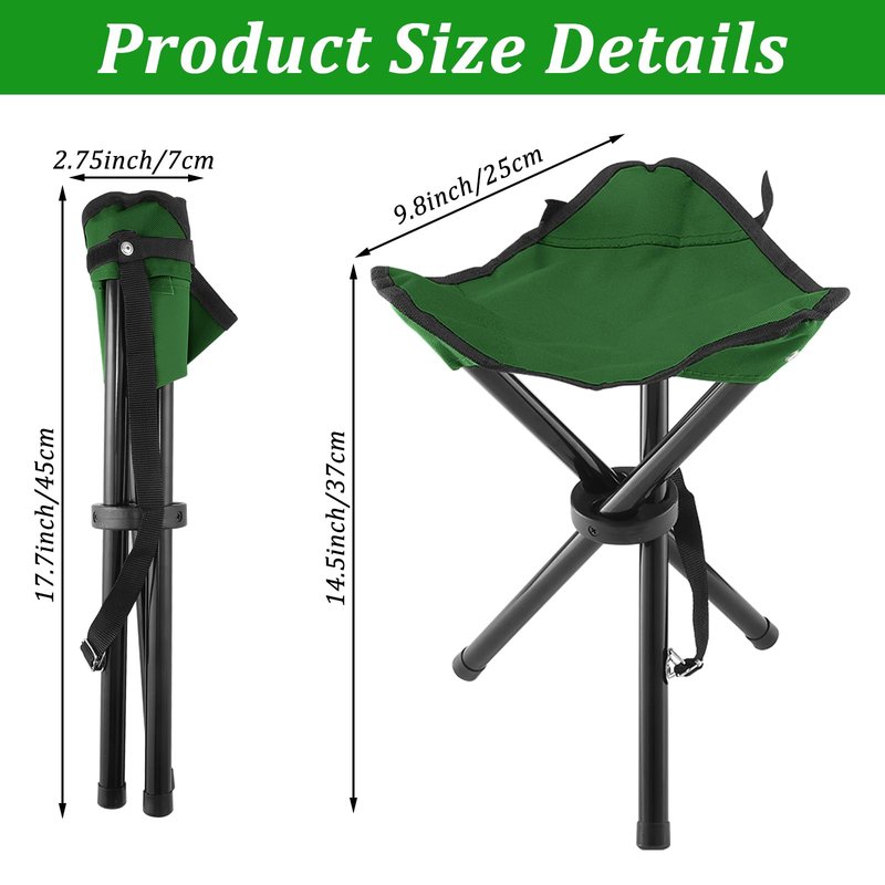 KKONHII Folding Camping Stool,Portable Travel Outdoor Tripod Seat,Green Folding Camping Chairs for Camping Party Mountaineering Picnic Beach Garden Lawn