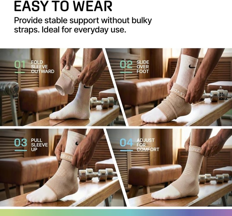 Ankle Brace Compression Sleeve - Foot Support Socks for Sprains, Tendonitis & Arthritis | Unisex, Adjustable Fit