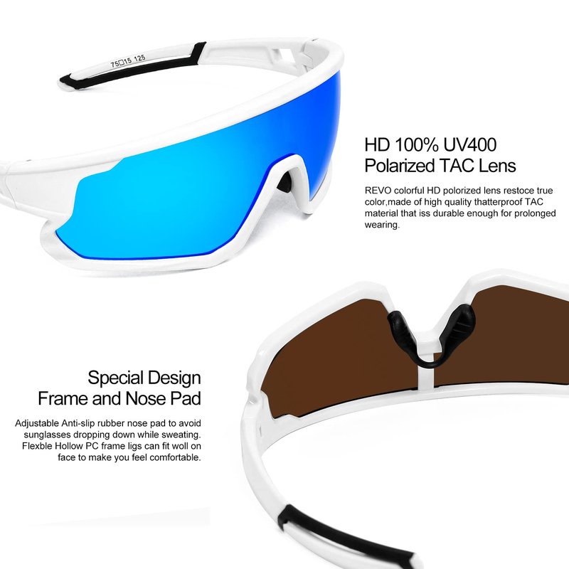 FMY Polarized Cycling Glasses for Men Women, UV400 Protection Sports Sunglasses for Baseball Running Fishing Golf
