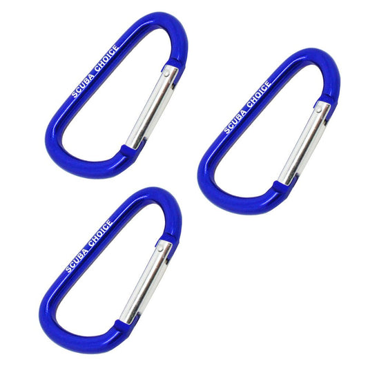 Scuba Choice Boat Marine Clip Aluminum Safety Spring Hook Carabineer (3-Pack), 2-5/8", Blue