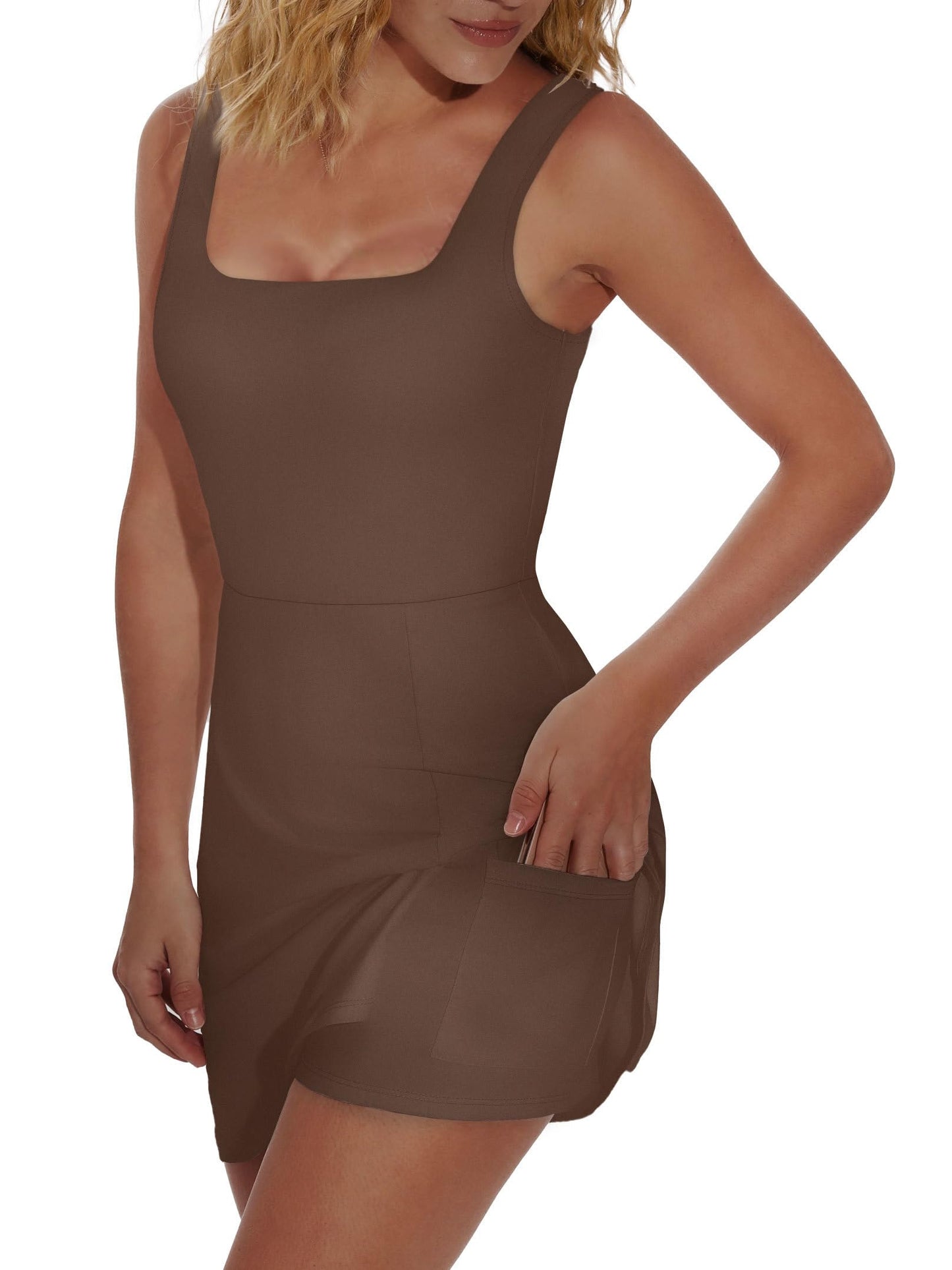 OFEEFAN Womens Athletic Dress Tennis Golf Bodycon Shorts Active Summer Clothes Workout Skort Graduation Spring Outfits Coffee L