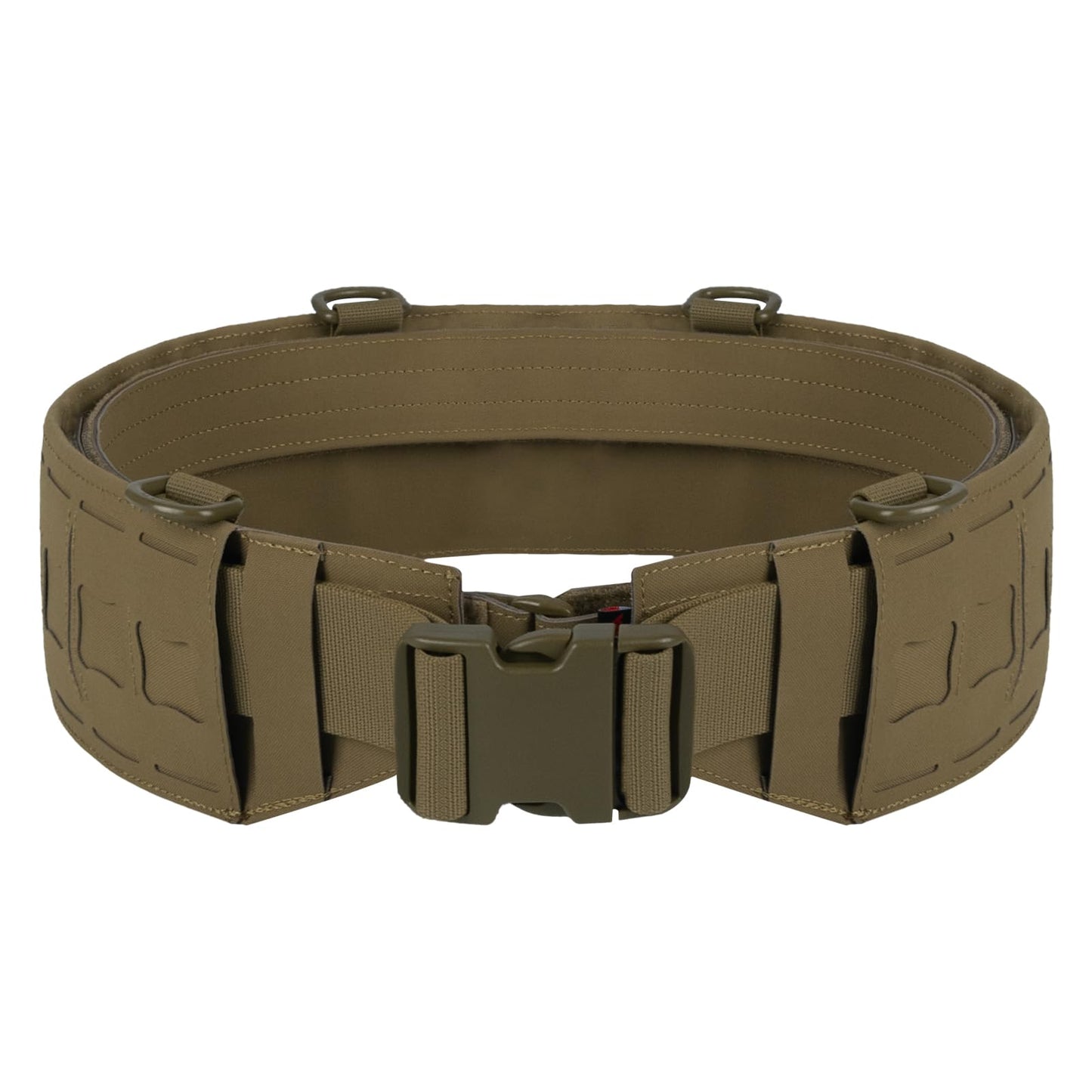 YAKEDA Tactical Battle Belt-3 in 1 Rigger Heavy Duty Combat Belt with 4 D-Rings for Work, Hunting & Outdoor,Training (Tan, L(40"-44"))