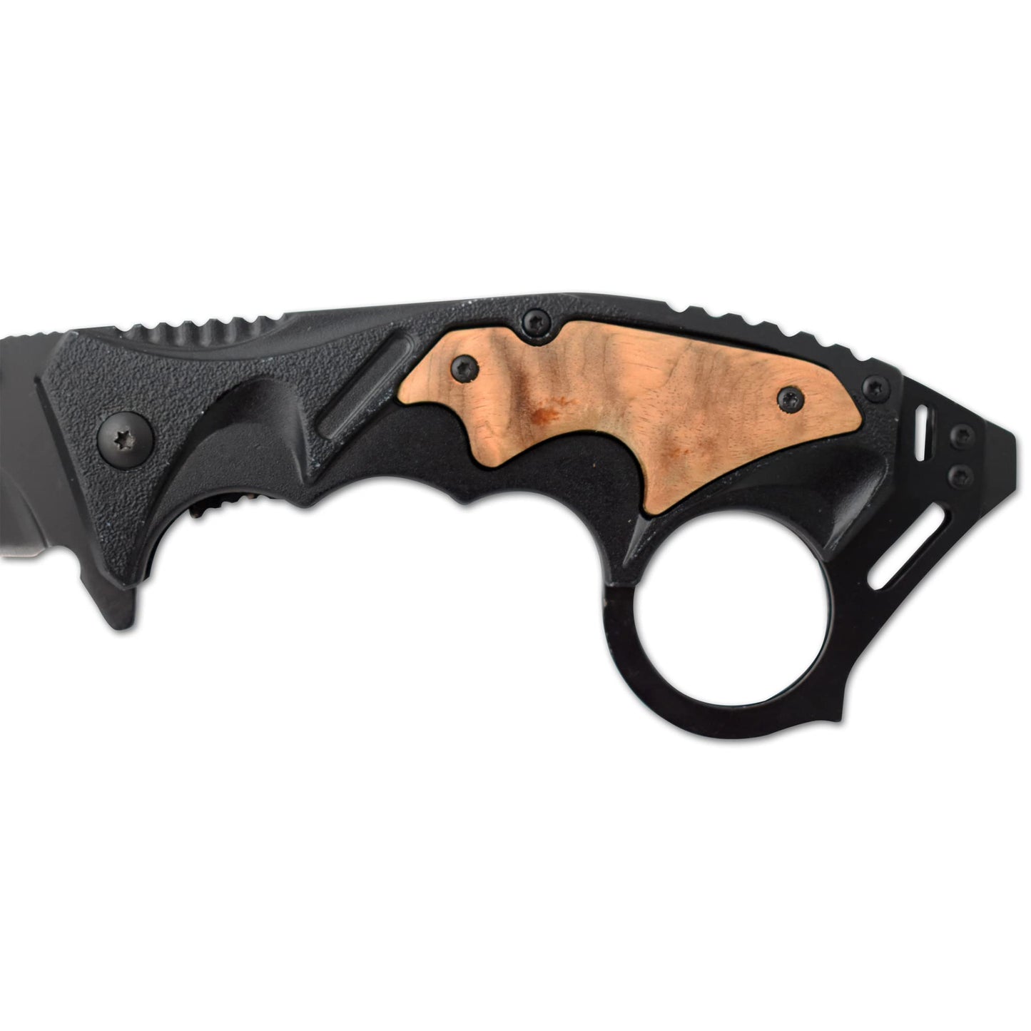 Snake Eye Tactical Everyday Carry Spring Assist Style Folding Pocket Knife EDC (Brown Wood)