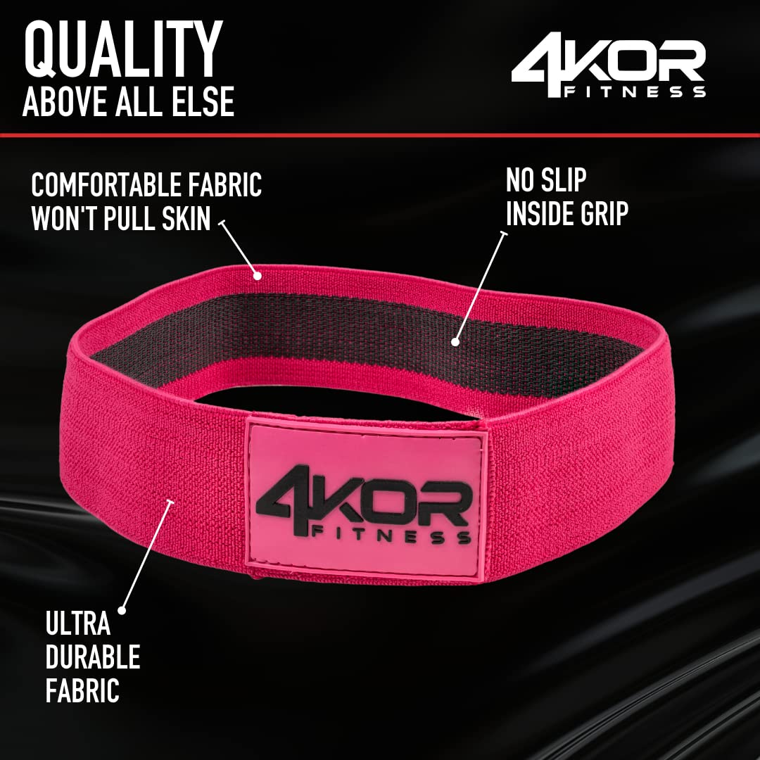 4KOR Resistance Fit Bands - Set of 3 | Tone & Lift Glutes, Arms & Legs - Exercise Band for Strength Training, 2 inch Wide Soft Fabric - 3 Levels of Comfortable Resistance