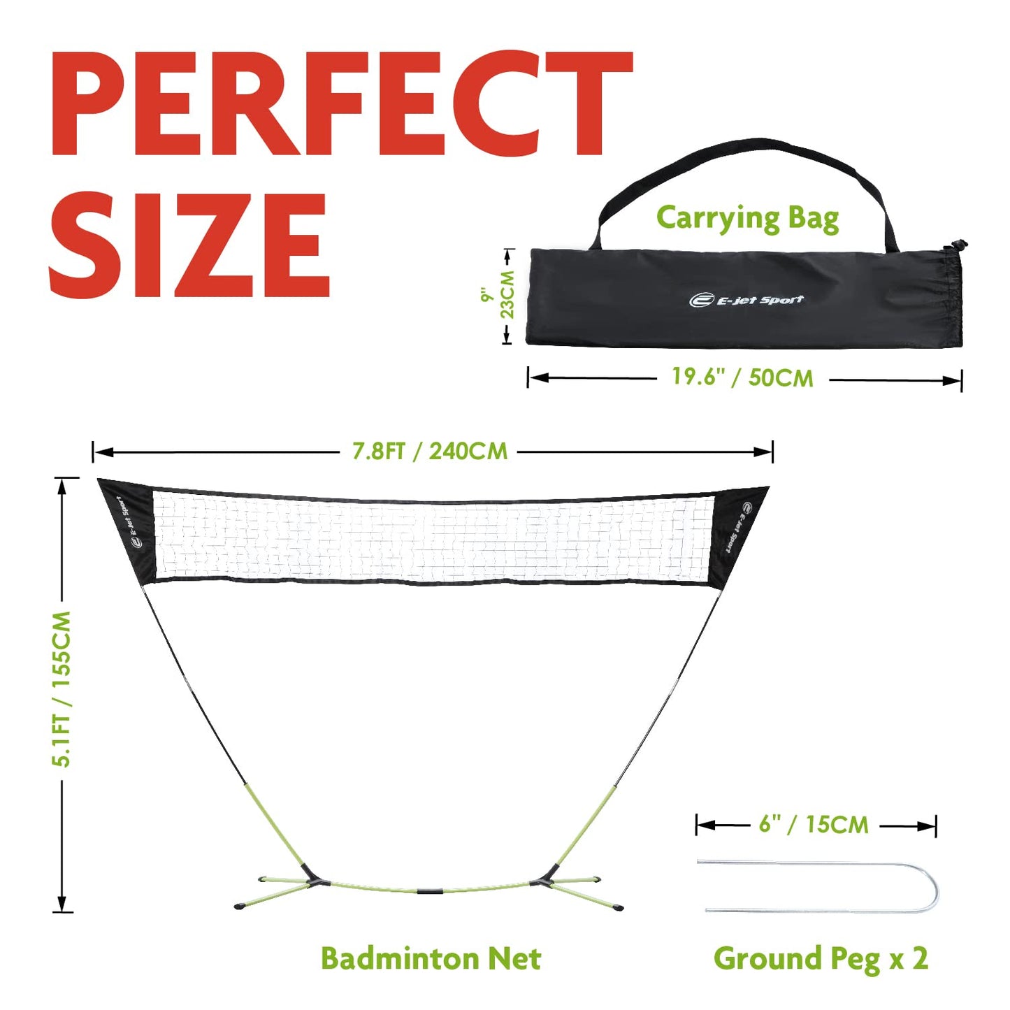 Badminton Net, Portable & Instant Setup (Tool Free Assembly) - Backyard Fun, Beach Park Picnic Outdoor Games