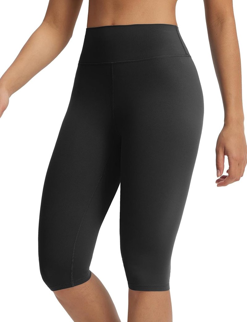 Baleaf Women's High-Waisted Capri Leggings - 14" Knee Length with Back Pocket | Yoga & Casual Summer Wear