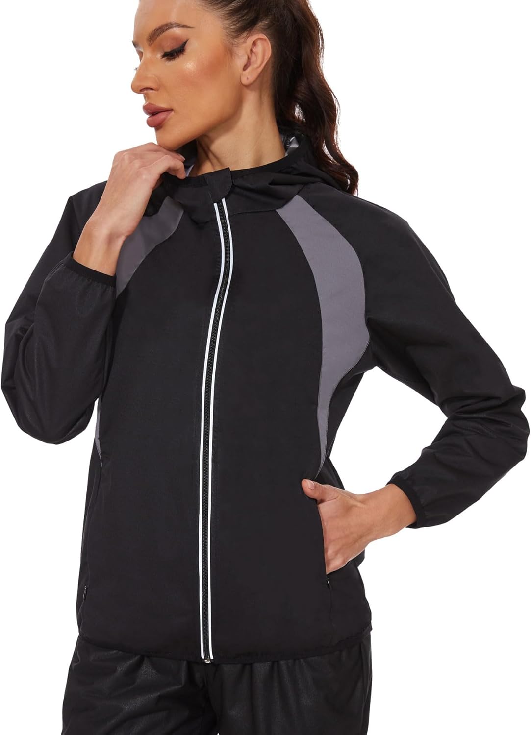 Sauna Jacket for Women - Workout Sweat Long Sleeve Gym Top | Body Shaper Zipper Design
