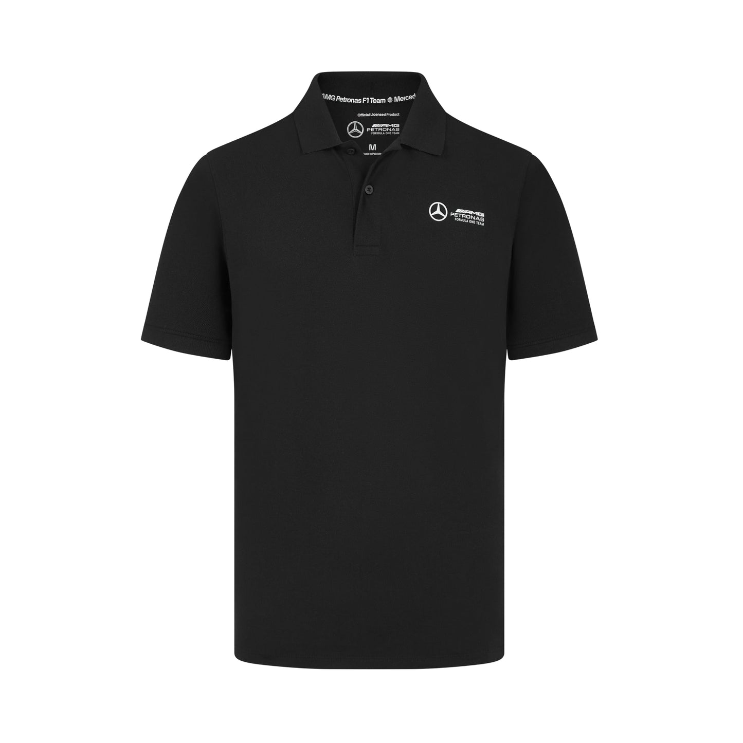 Mercedes AMG Petronas F1 Men's Polo with 3D Team Logo Execution - Black - Size: L