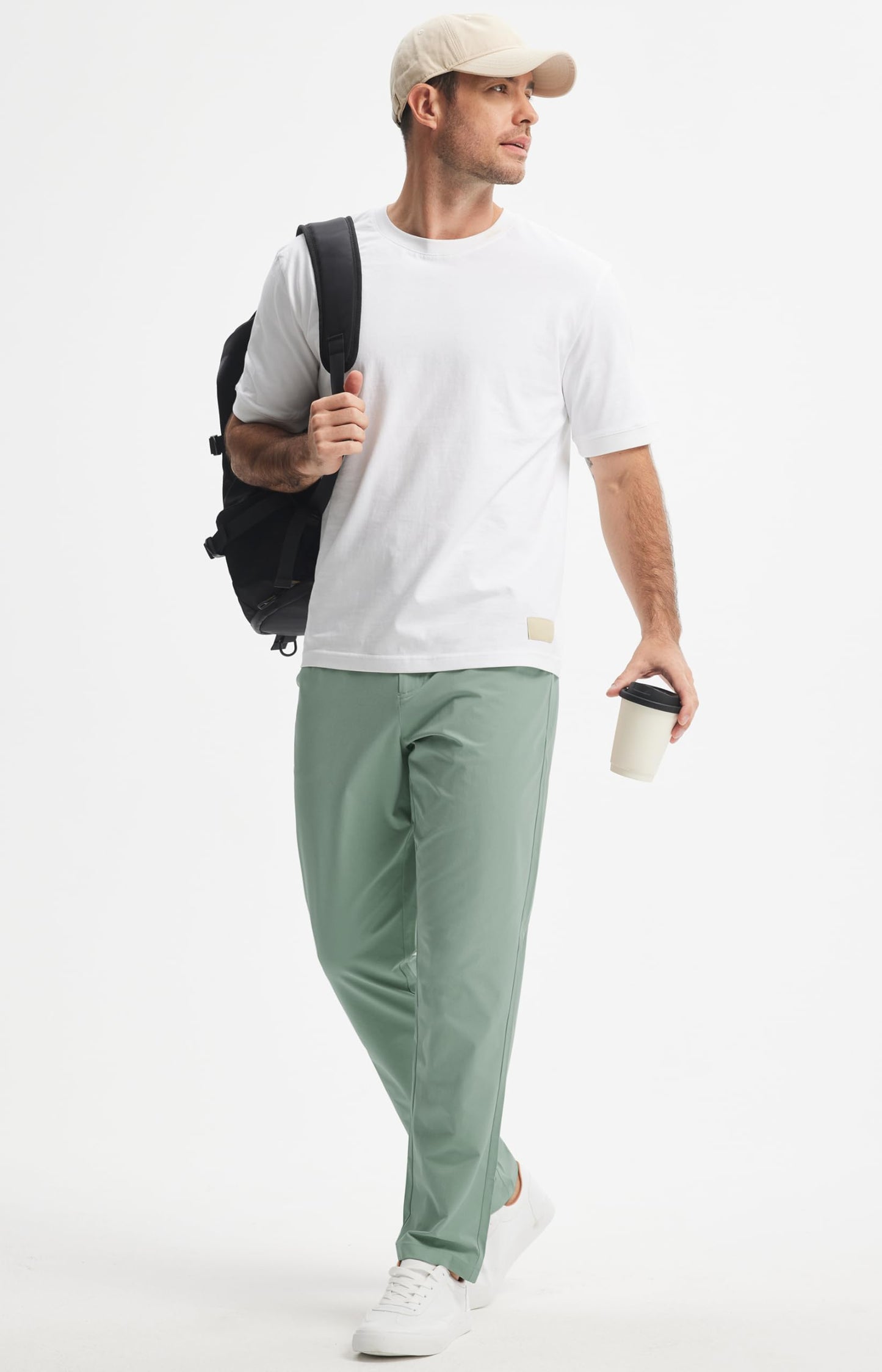 Libin Mens Golf Pants Stretch Work Dress Pants 32" Quick Dry Lightweight Business Casual Slacks for Men Travel Vocation Water Resistant, Sage Green, 35W x 32L
