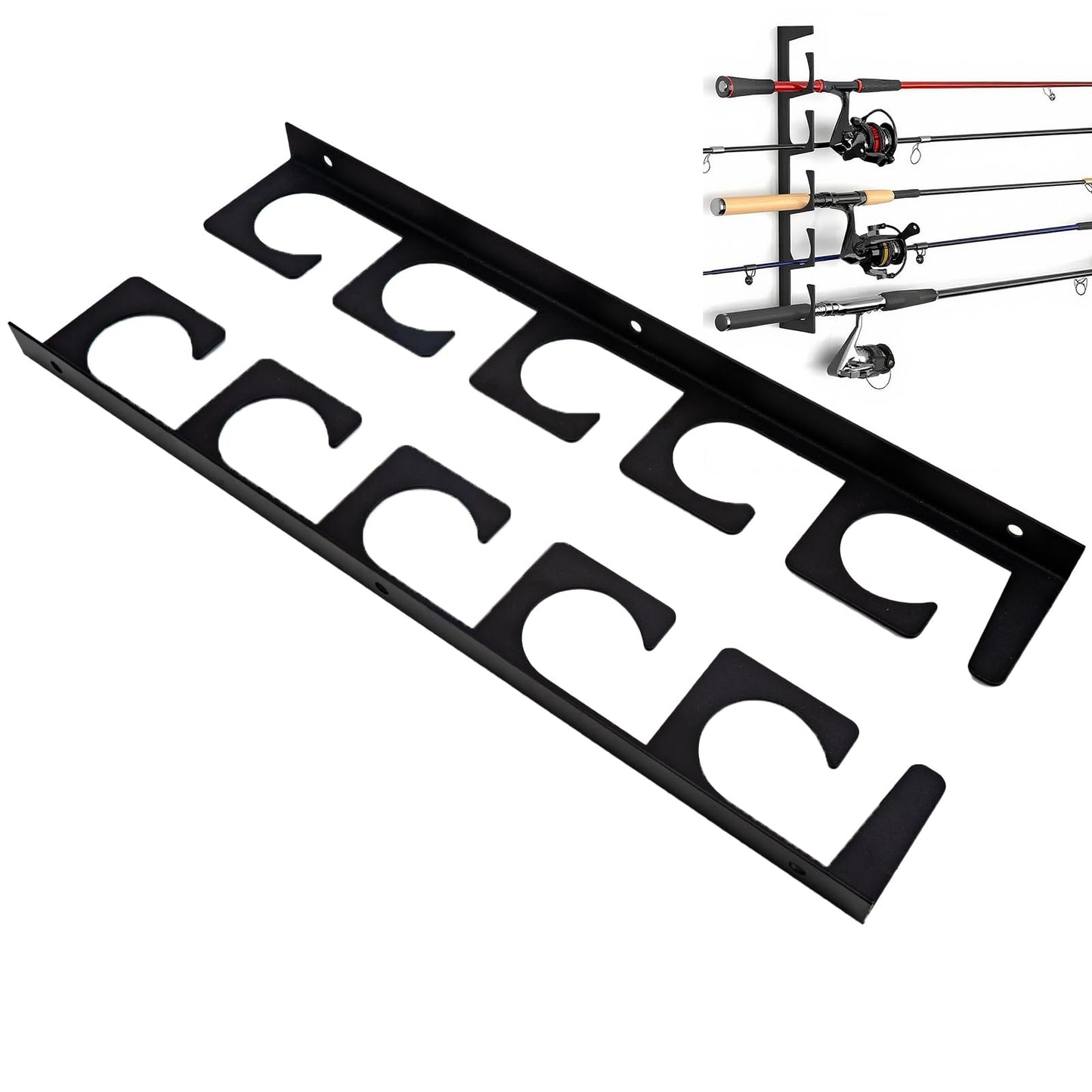 RidingRush Fishing Rod Rack Wall or Ceiling Mount, 2 Set Fishing Pole Holder, Holds 5 Rods per Set, Space Saving Garage Boat Rod Storage Organizer