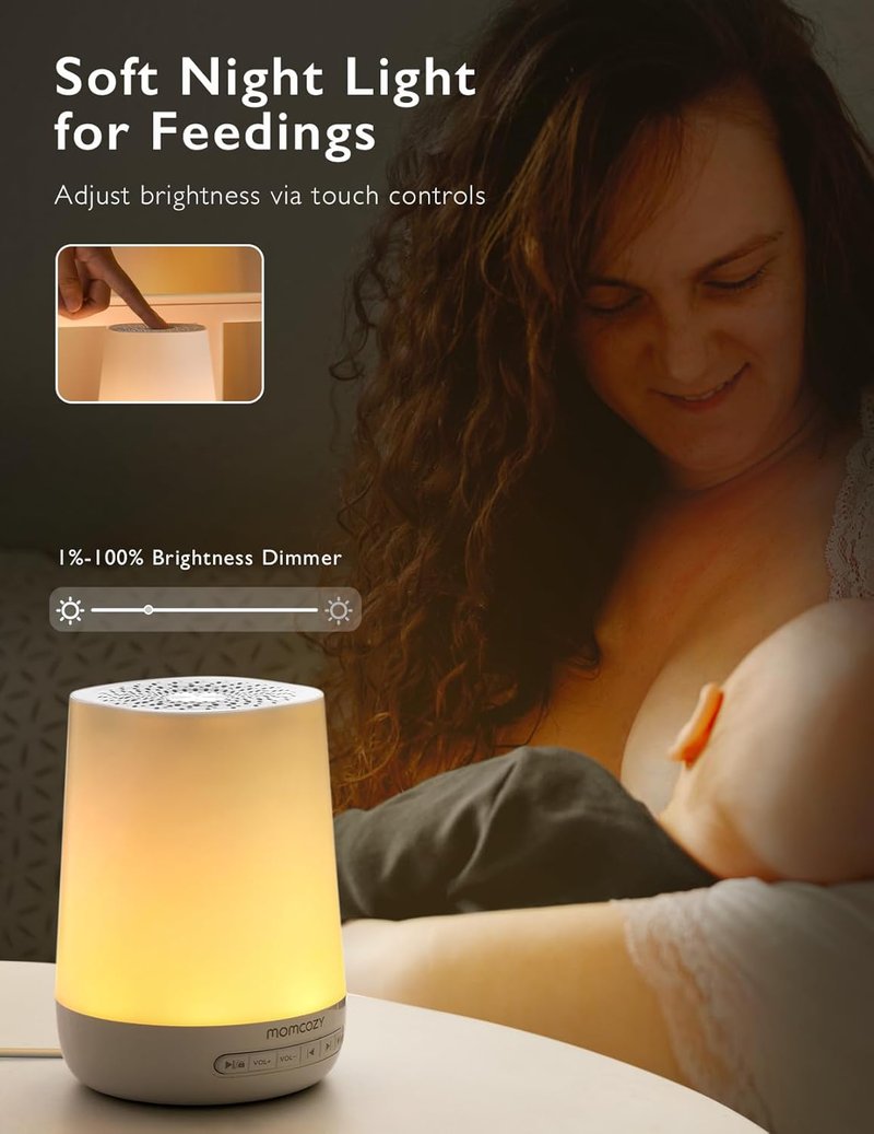 Baby Sound Machine - Momcozy White Noise Machine for Soothing Sleep | 34 Sounds, Night Light, App Control (Blue)