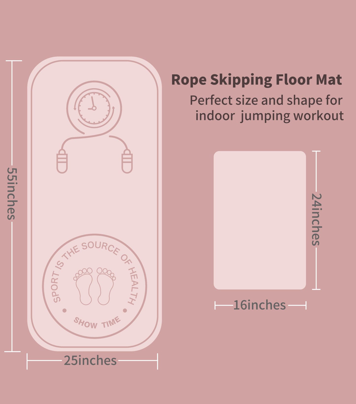 Knsbk Rope Skipping Sports Shockproof Exercise Mat, All-Purpose Extra Thick High Density Anti-Tear Exercise Yoga Mat, Non Slip Jump Rope Mat for Indoor and Outdoor in Pink