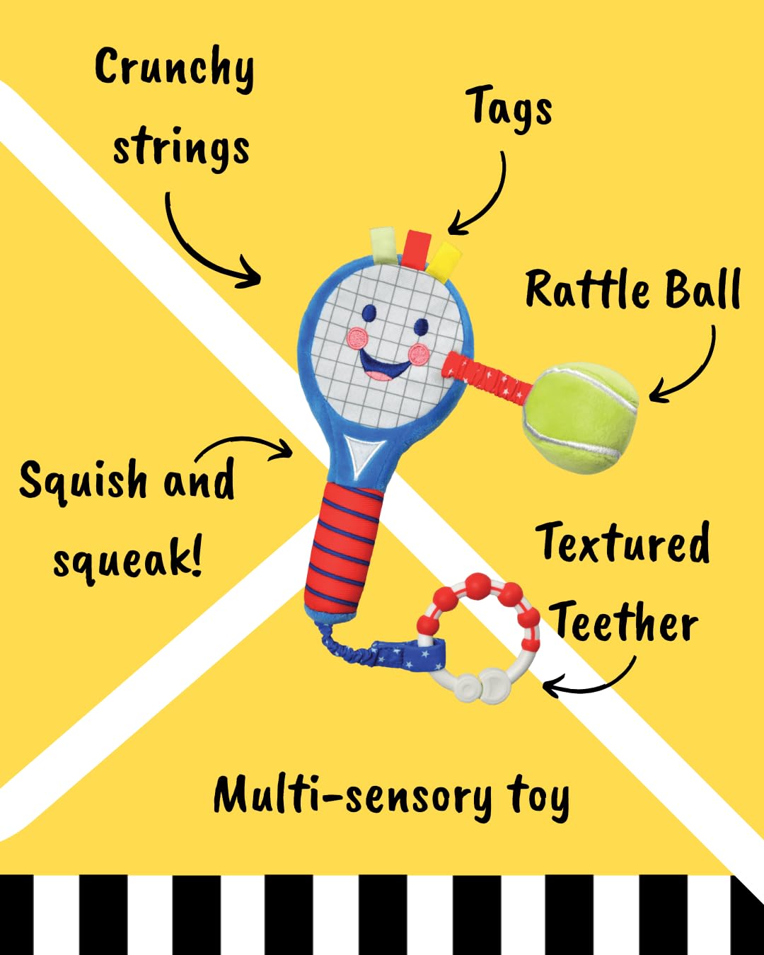 Tennis Racket for Babies | Soft Plush Sensory Tennis Racket for Babies